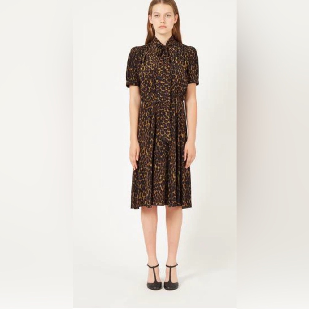 MASSCOB NWT DELON DRESS LEOPARD SILK